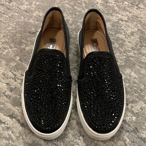 Black Rhinestone Slip-On Sneakers
